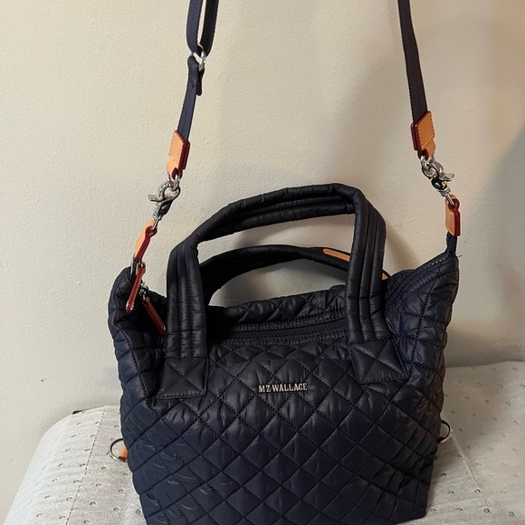 MZ Wallace Quilted Crossbody Bag - Navy with beautiful tan leather accents - Picture 7 of 10
